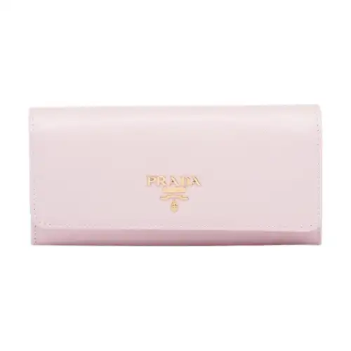 PRADA Saffiano Cow Leather Card Holder, Wallet Women's Light Pink