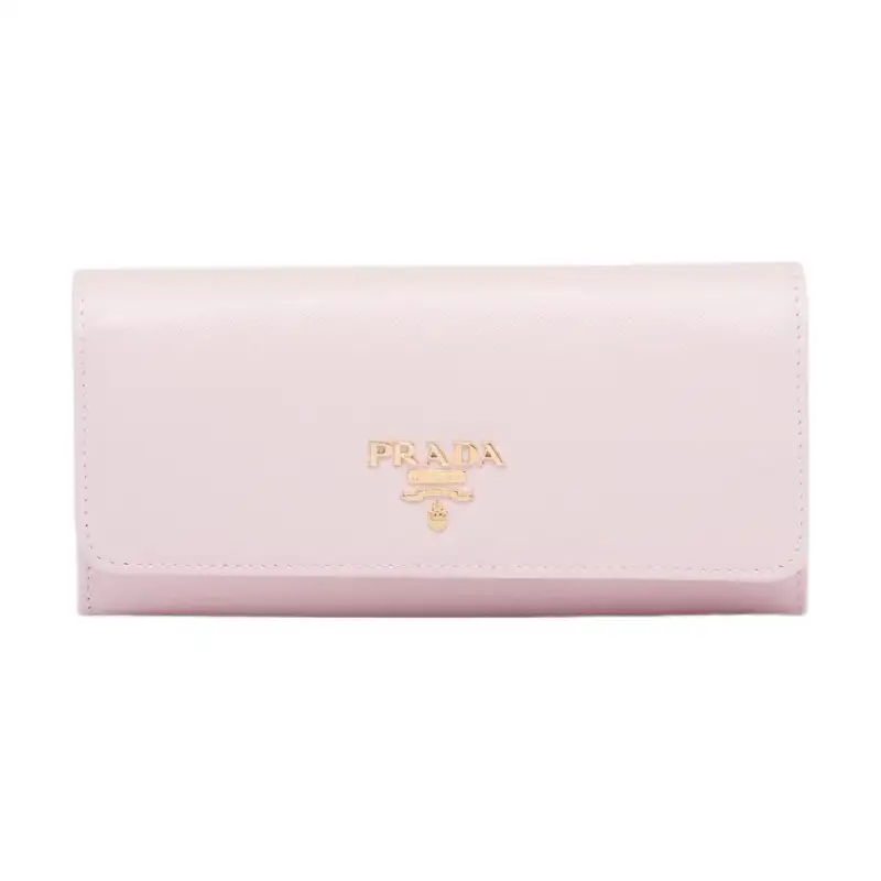 PRADA Saffiano Cow Leather Card Holder, Wallet Women's Light Pink