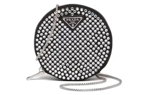 PRADA Crystal Shoulder Bag, Crossbody Bag Women's Black
