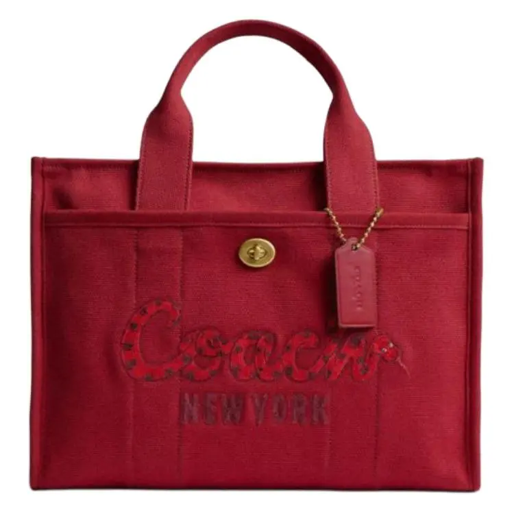 COACH Fabric Tote Bag, Shopping Bag, Shoulder Bag, Crossbody Bag, Handbag Large Women's Red