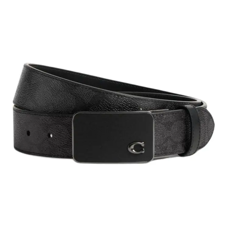 COACH Leather Hardware Accessories Leather Belts Men's Carbon Gray/Black Width 3.8cm