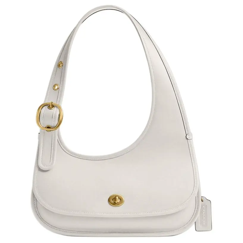 COACH Cashin Cow Leather Shoulder Bag Large Women's Chalk White