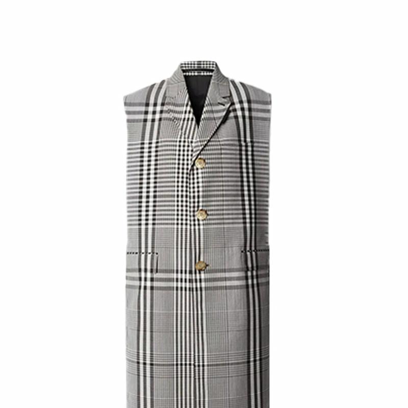Мужское пальто Burberry Checked Wool Coat (бежево-коричневое) — фото 5
