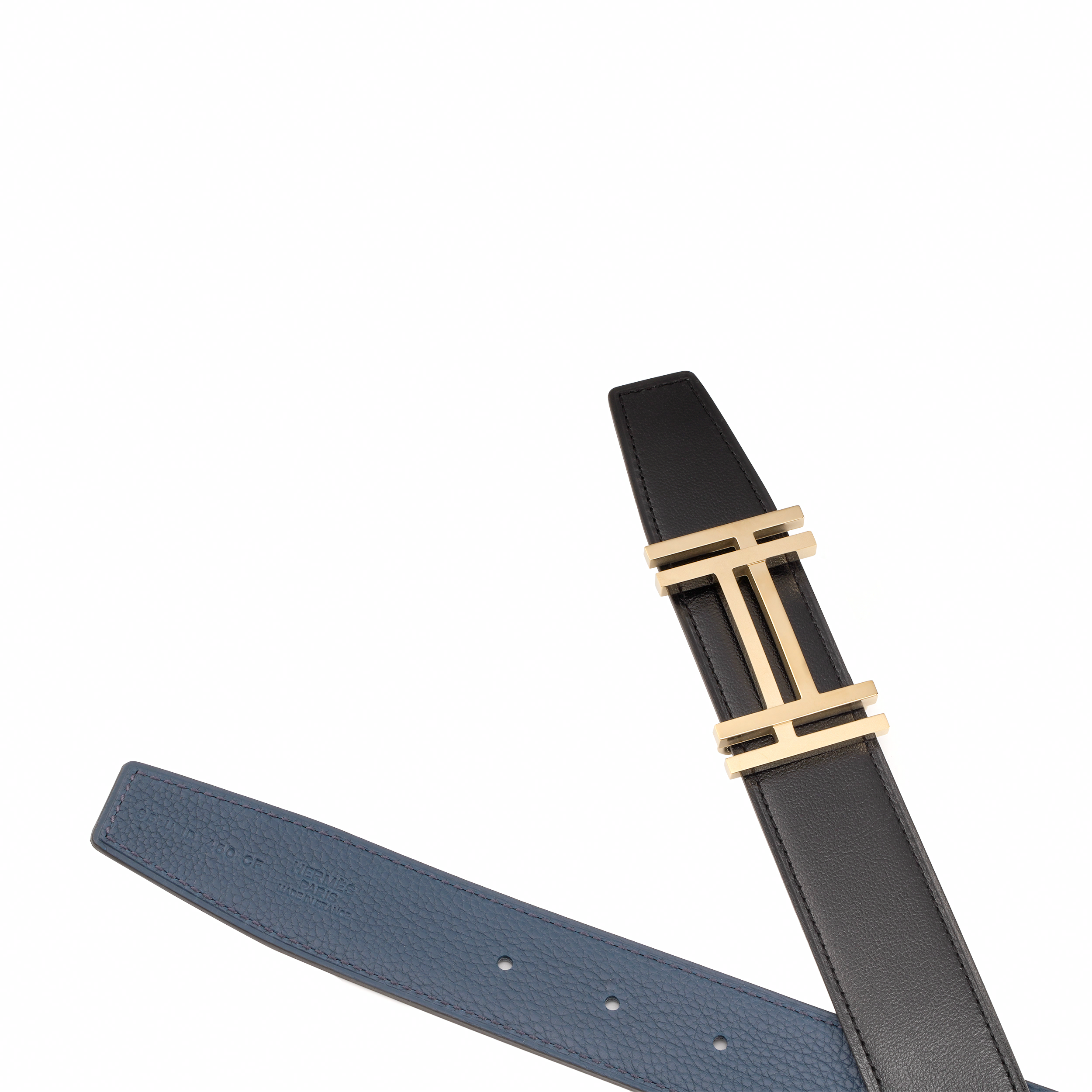 Мужской ремень Hermes H au Carre / 3.2cm (черно-синий) — фото 4