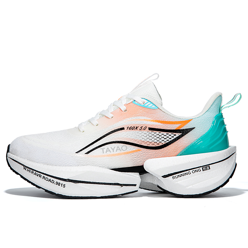 TAYAO Slip Resistant, Abrasion Resistant, Breathable Low top Casual Running Shoes Unisex White Orange