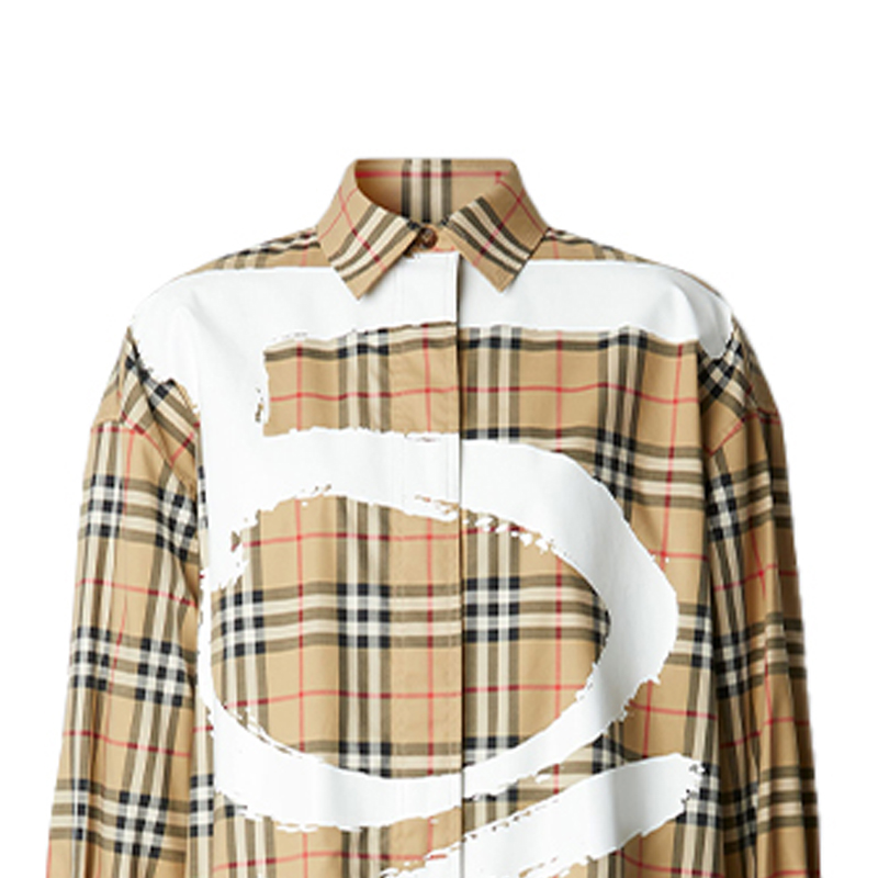 Женская рубашка Burberry (бежевая) — фото 2