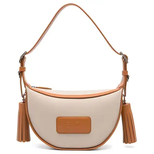 KENZO Cotton With Polyester Hobo Bag Shoulder Bag Handbag Small Women's Dark Camel