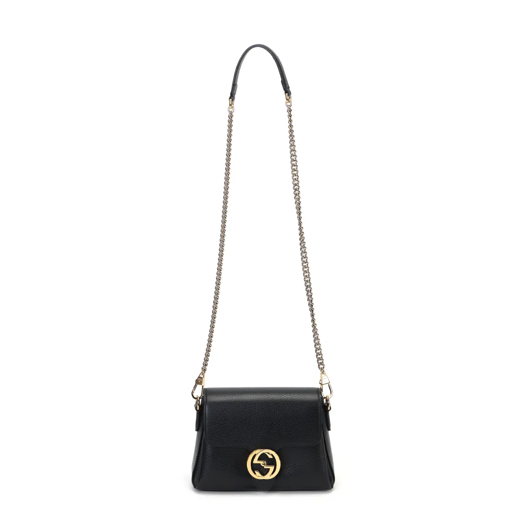 GUCCI Leather Messenger Bag, Trunk Bag, Shoulder Bag, Crossbody Bag Mini Women's Black