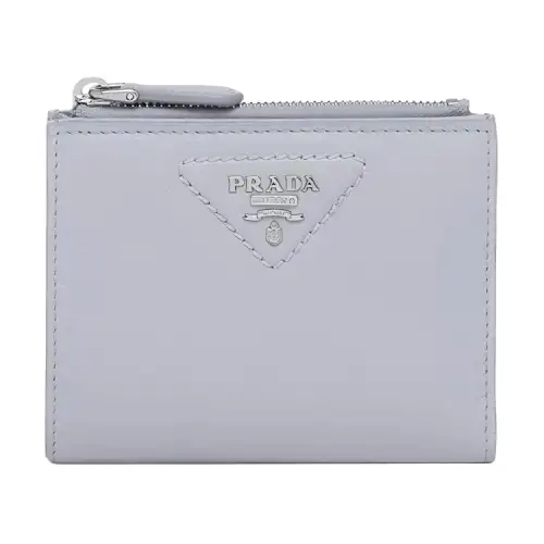 PRADA Leather Wallet Small Women's Cornflower Blue