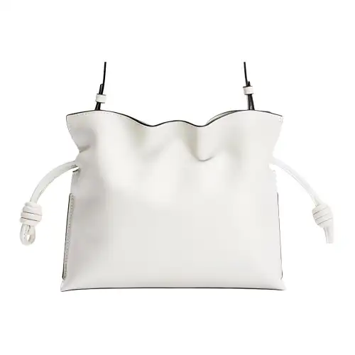 LOEWE Flamenco Nappa Leather Clutch, Crossbody Bag Mini Women's Cotton White