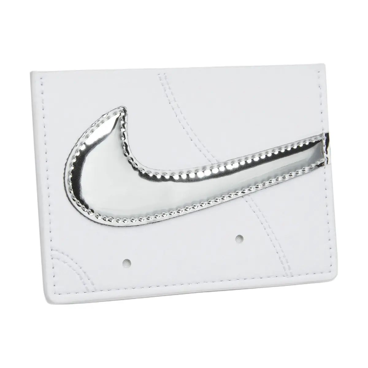 Nike PU Polyurethane Card Holder Unisex White & Metallic Silver