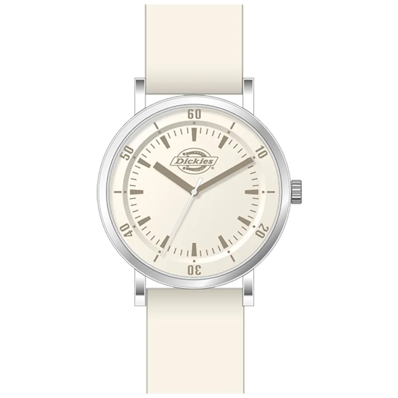 Dickies Dual Scales Wrist Watches Quartz Movement Rubber Silicone Strap White Dial Unisex Box Limited Edition