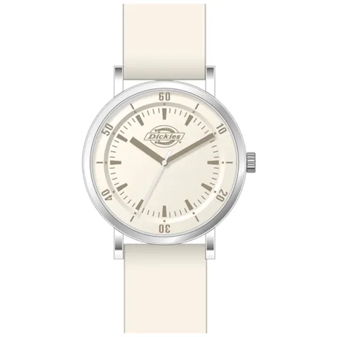 Dickies Dual Scales Wrist Watches Quartz Movement Rubber Silicone Strap White Dial Unisex Box Limited Edition