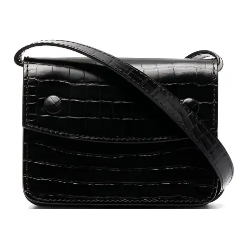 Maison Margiela Embossed Cow Leather Shoulder Bag, Crossbody Bag Women's Black