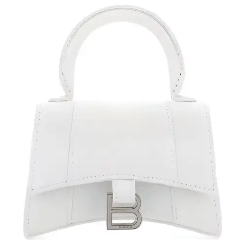 Balenciaga Calfskin Hourglass Bag, Shoulder Bag, Crossbody Bag, Handbag Mini Women's White