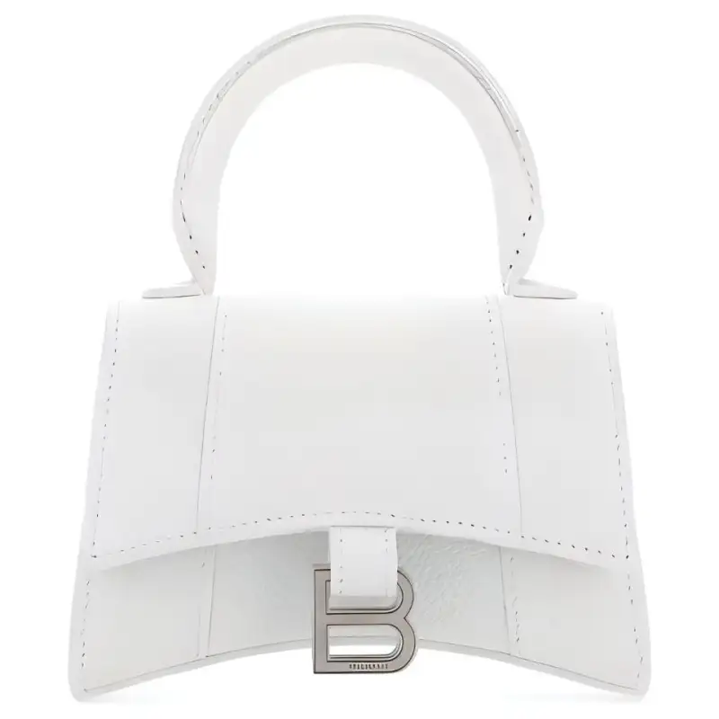 Balenciaga Calfskin Hourglass Bag, Shoulder Bag, Crossbody Bag, Handbag Mini Women's White