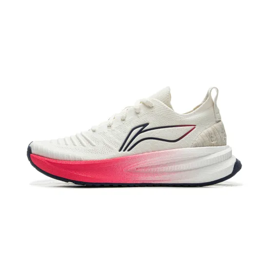 LiNing Comfortable Cushioning Slip Resistant Abrasion Resistant Breathable Low Top Sprint Running Shoes Men's White Red