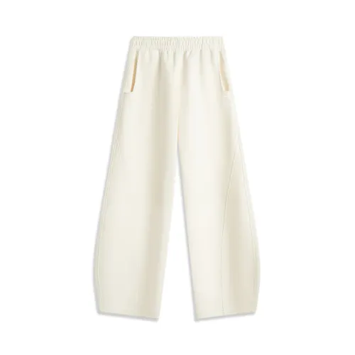 Li Ning Rijin Doujin Collection CNY Fleece Lined Thermal Straight Fit Mid Rise Knitted Sweatpants Women's Ecru