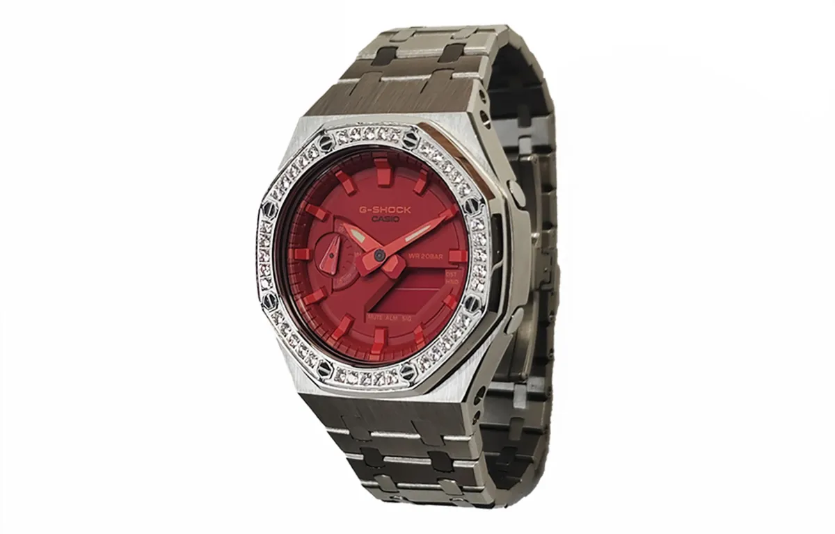 CASIO Custom Collection Quartz Movement Stainless Steel Strap Watch Men's Watches Red Watch Dial