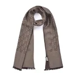 GUCCI Women's GG Logo Wool Silk Scarf 'Dark Brown'