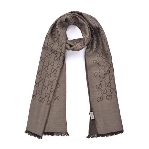 GUCCI Women's GG Logo Wool Silk Scarf 'Dark Brown'