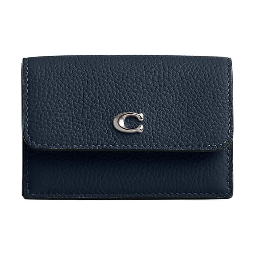 COACH Essential Pebble Leather Wallet Regular Women's Dark Marine Blue