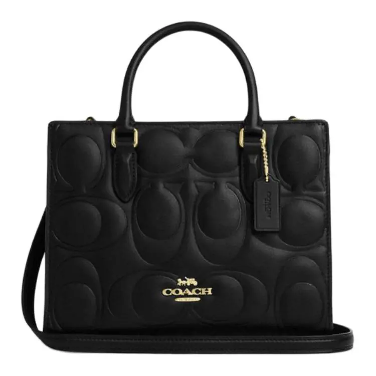 COACH Maggie Smooth Leather Tote Bag, Shopping Bag, Shoulder Bag, Handbag Medium Women's Black