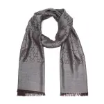 GUCCI Women's GG Logo Wool Silk Scarf 'Dark Gray'