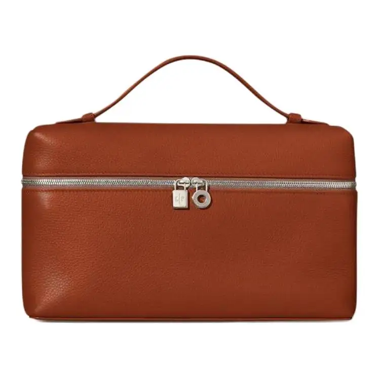 Loro Piana ExtraPocket Leather Makeup Bag Small Square Bag Handbag, Shoulder Bag Regular Women's Brown