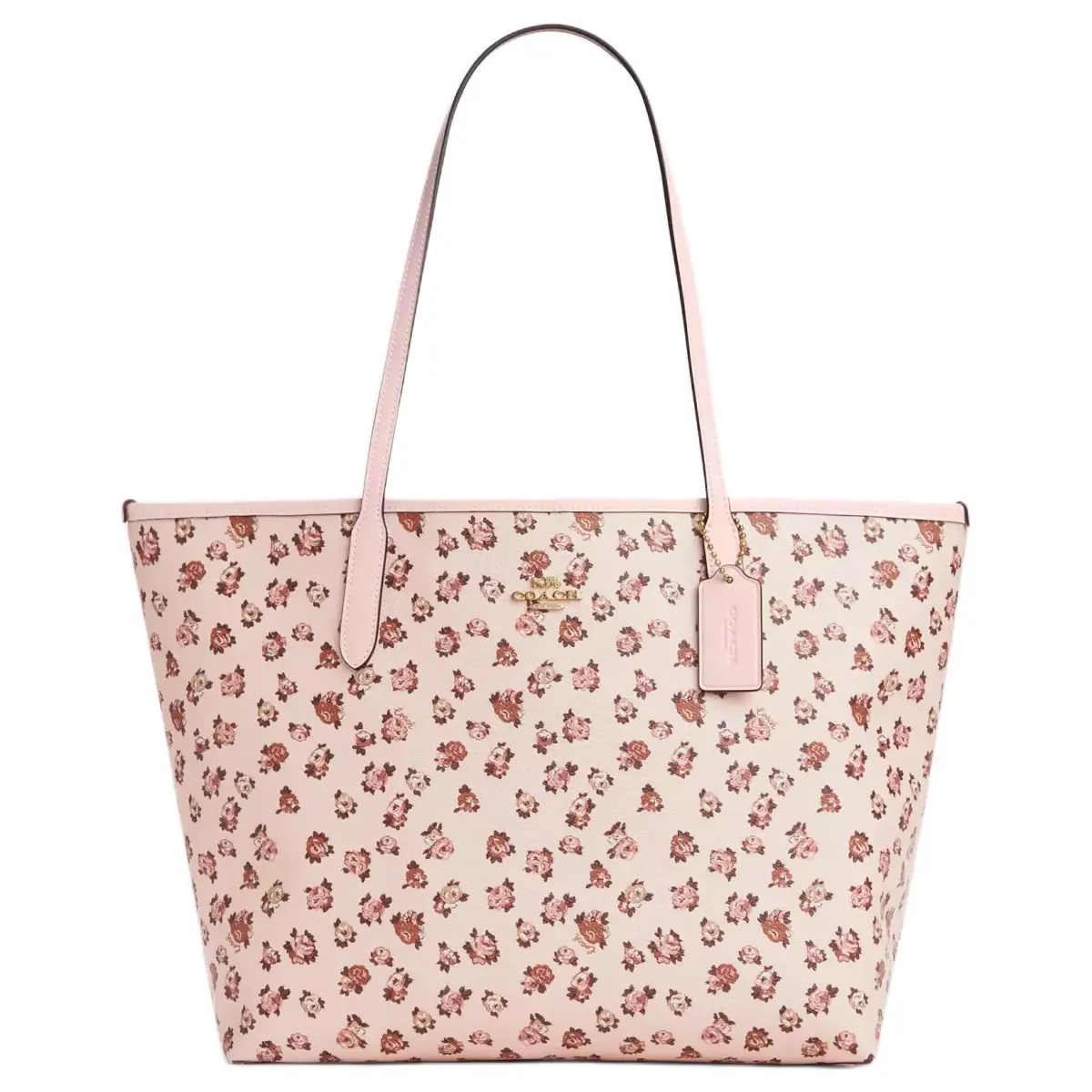 COACH City Coated Canvas Tote Bag, Shopping Bag, Shoulder Bag Large Women's Gold & Blush Multicolor