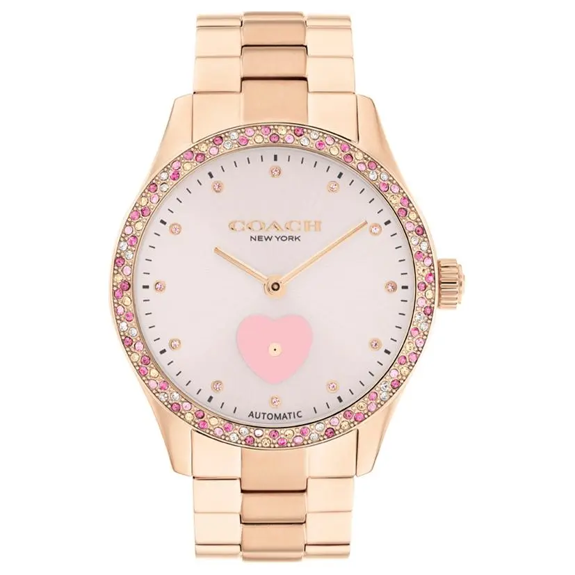 COACH Wrist Watches Mechanical Movement Steel Strap 38mm Pink Watch Dial Women's Watch 30m Water Resistant