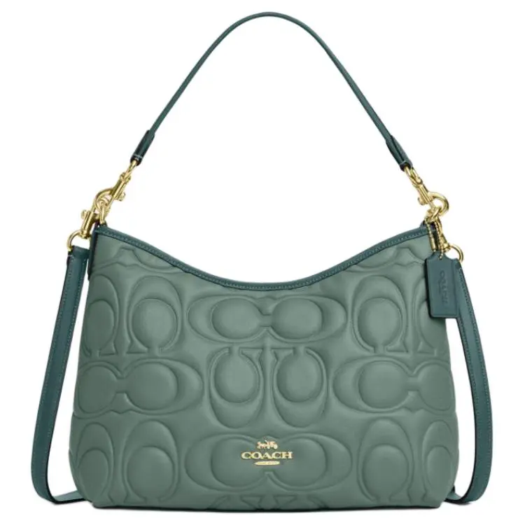 COACH Laurel Leather Shoulder Bag Large Women's Sage Green