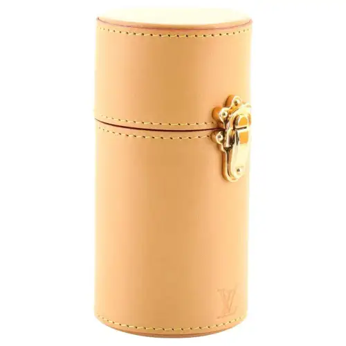 LOUIS VUITTON Leather Storage Box Women's Beige