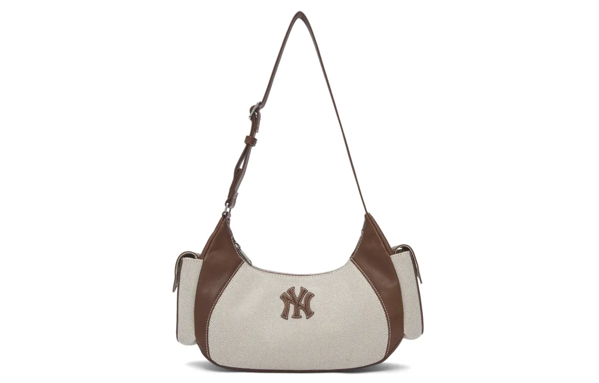 MLB New York Yankees Cotton MLB Crescent Toast Bag, Shoulder Bag, Crossbody Bag Large Unisex Ecru