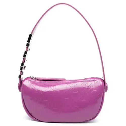 【Zoomed ImageryPrevious Season】logo-debossed patent shoulder bag