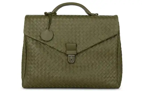 Bottega Veneta Sheepskin Briefcase, Handbag Men's Olive Green