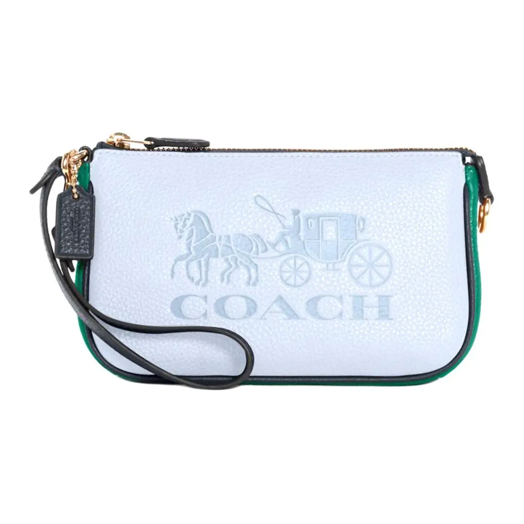 COACH Cow Leather Small Square Bag, Crossbody Bag, Shoulder Bag, Pochette, Handbag Small Women's Light Blue
