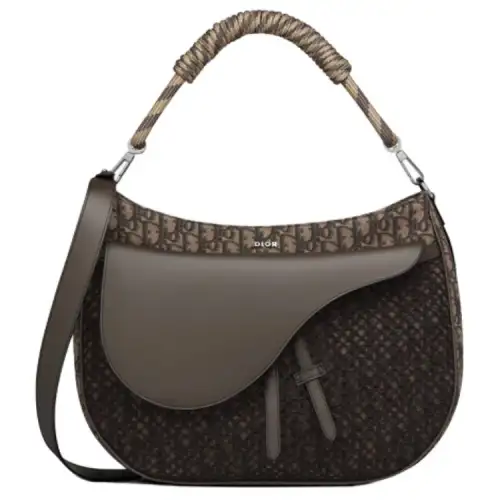 DIOR Saddle Smooth Cow Leather Handbag, Shoulder Bag, Crossbody Bag Men's Ebony Black