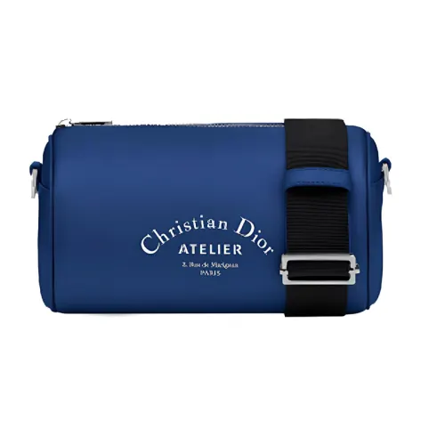 DIOR Clutch Grain Cow Leather Cylinder Bag, Crossbody Bag, Shoulder Bag Men's Blue