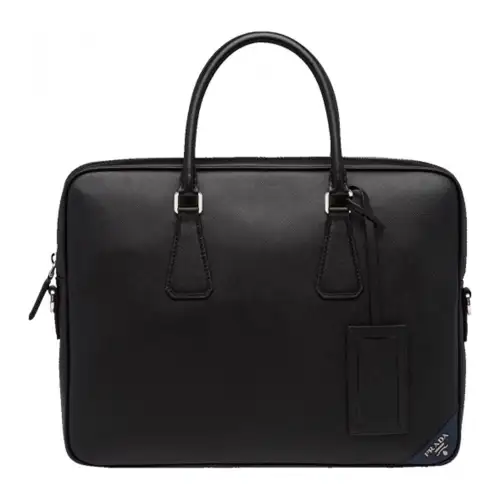 PRADA Commute Leather Handbag Briefcase Men's Black