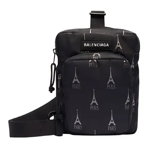 Balenciaga Nylon Fabric Sling Bag Men's Black