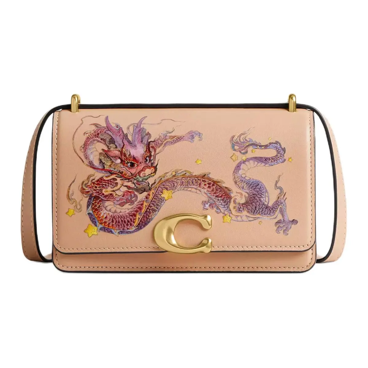 COACH Bandit Glove Tanned Leather Shoulder Bag, Crossbody Bag Small Women's Light Yellow Multicolor