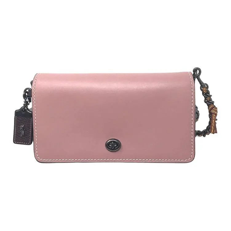 COACH Dinky Leather Crossbody Bag, Shoulder Bag Small Women's Pastel Pink & Berry Purple