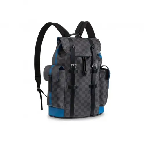 LOUIS VUITTON CHRISTOPHER Canvas With Cow Leather Trim Backpack Men's Black & Gray