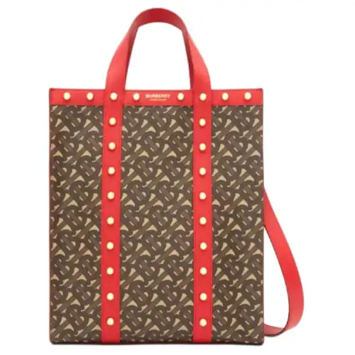 Burberry Eco Friendly Canvas Tote, Portable Crossbody Bag, Shoulder Bag Small Unisex Bright Red
