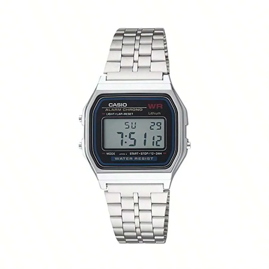CASIO YOUTH Metal Square Dial Block Box Quartz Movement Stainless Steel Strap Watch Unisex