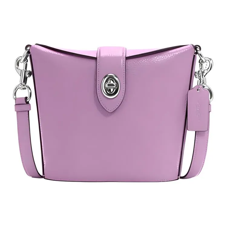 COACH Pebble Texture Cow Leather French Fries Bag, Shoulder Bag, Crossbody Bag Women's Lavender Purple