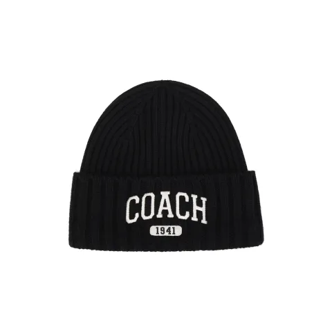 COACH Sheep Wool Beanies Unisex Black