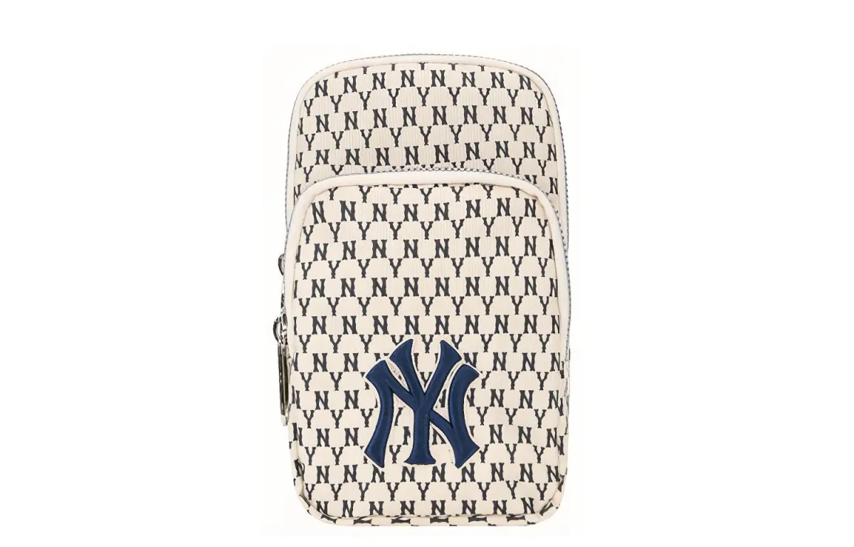 MLB Monogram New York Yankees Leather Crossbody Bag, Shoulder Bag Mini Unisex White