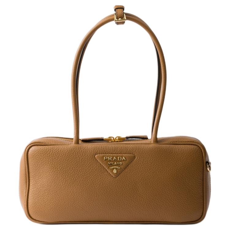 Женские сумка Prada Leather Shoulder Bag (карамельная)